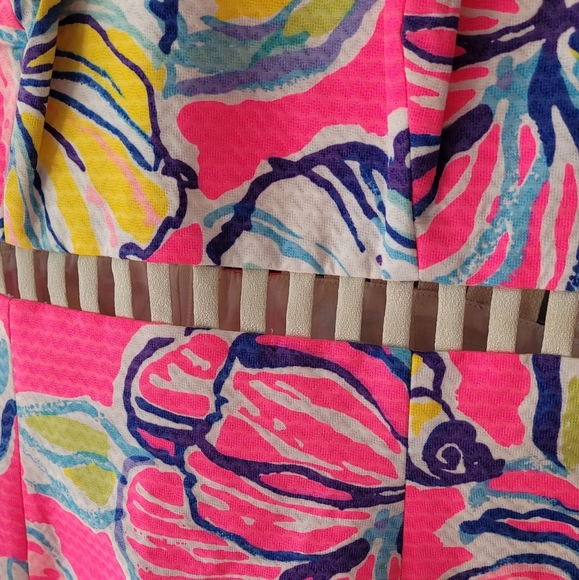 Lilly Pulitzer Floral and Seashell Print Barbie Pink Sleeveless Dress Size 00 - Picture 4 of 5